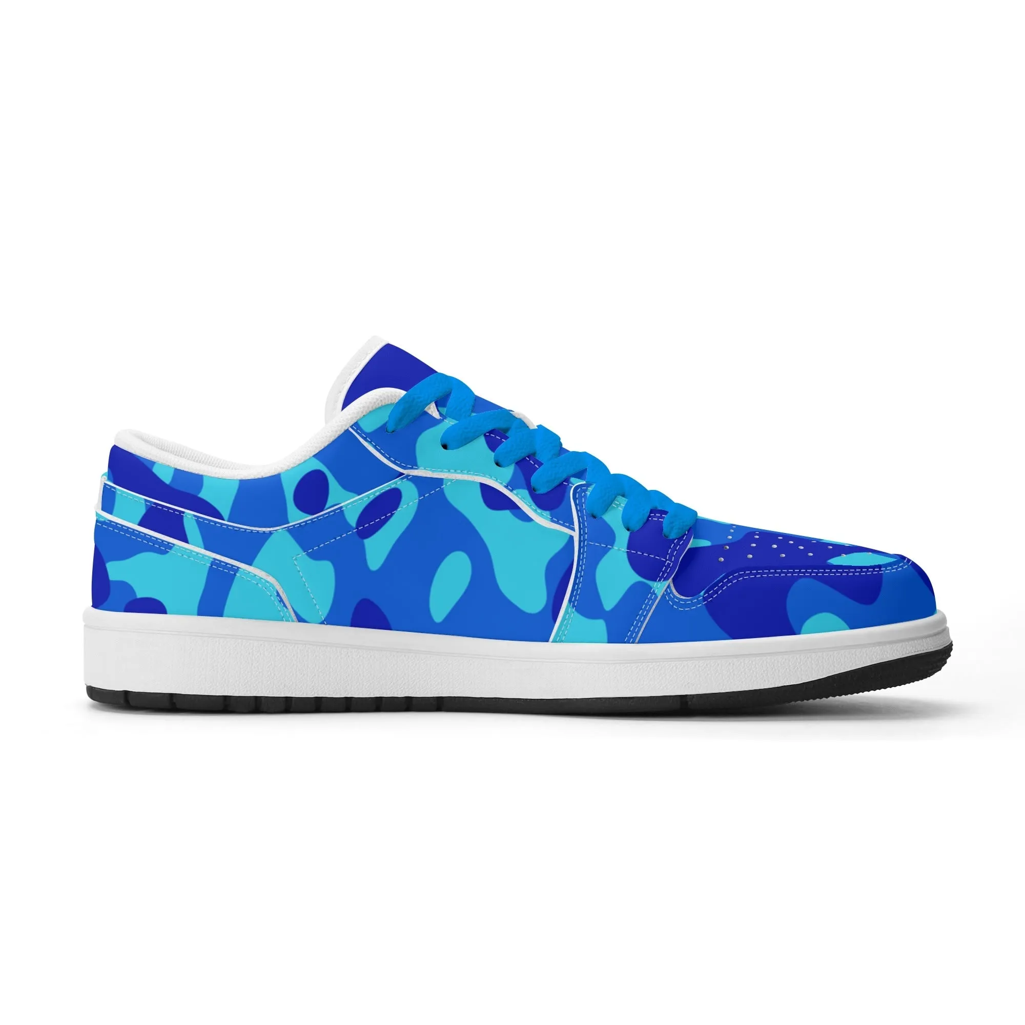 Blue Camouflage Low Top Leder Sneaker für Damen