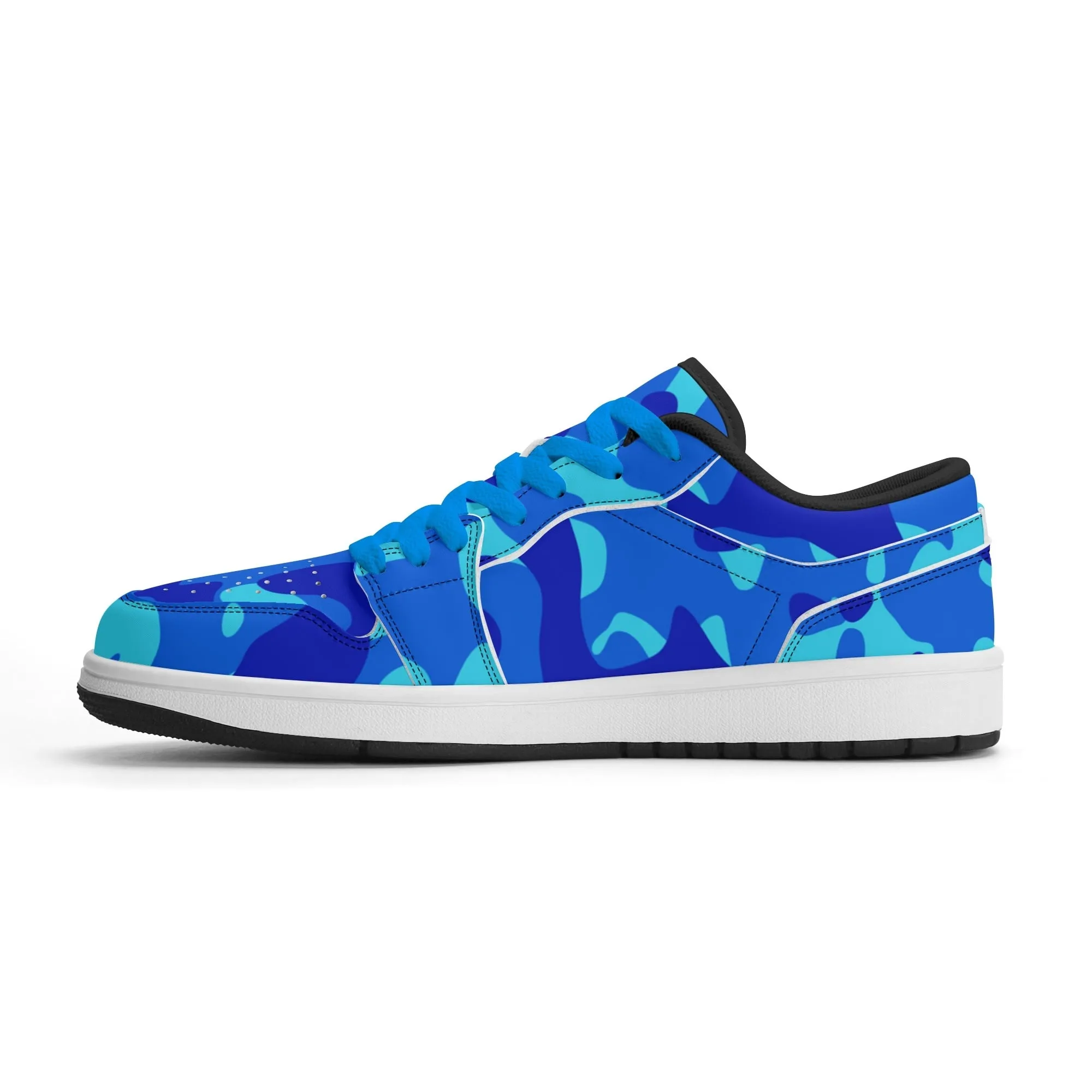 Blue Camouflage Low Top Leder Sneaker für Damen