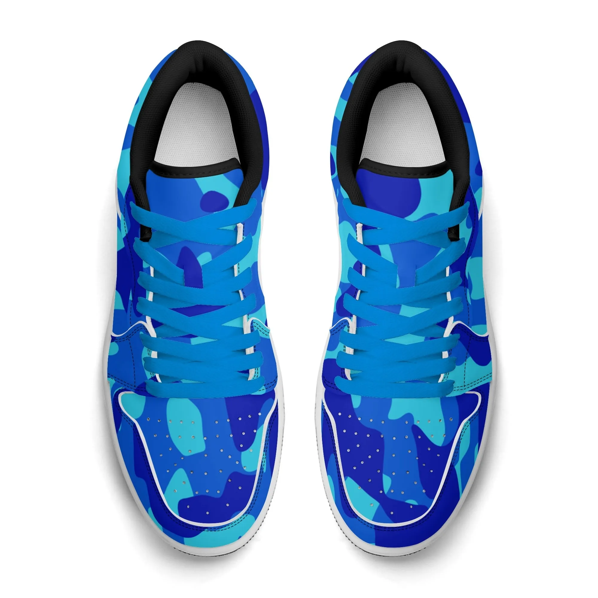 Blue Camouflage Low Top Leder Sneaker für Damen