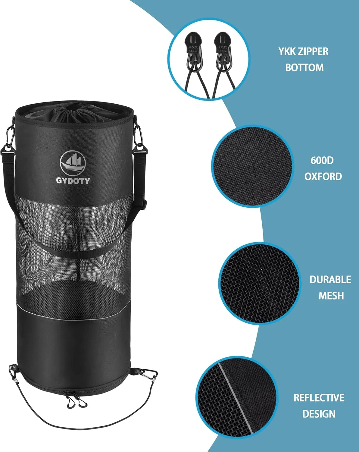 Boat Trash Bag Can - Boat Accessories Boat Owner Gifts for Men Boating Must Haves Reusable Mesh Boat Garbage Container(Black,YKK Short Zipper)