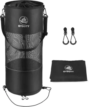 Boat Trash Bag Can - Boat Accessories Boat Owner Gifts for Men Boating Must Haves Reusable Mesh Boat Garbage Container(Black,YKK Short Zipper)