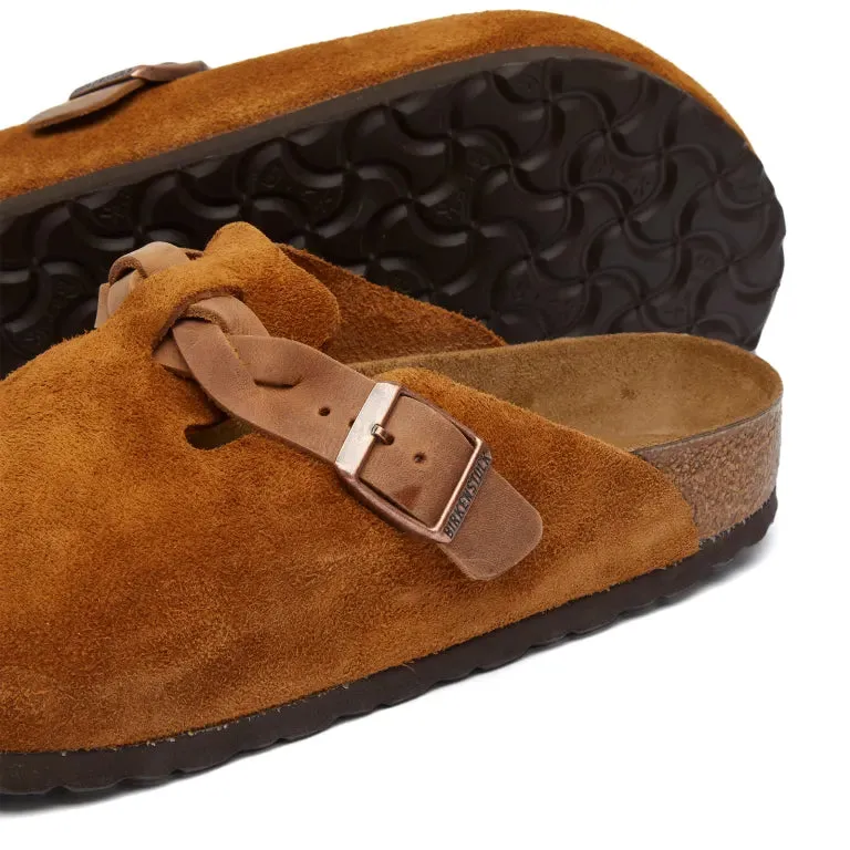 Boston Braided Leather Slides Mink