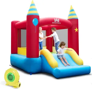 BOUNTECH Inflatable Bounce House, Bouncy House for Kids 3-10 Indoor Outdoor Family with Large Jumping Area, Slide, 480w Blower, Mini Bounce House for Toddler Boys Girls Birthday Backyard Party Gifts