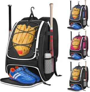 BROTOU Baseball Bag, Softball Bag for Baseball Gear & T-Ball Bat, Baseball Backpack with Shoes Compartment for Men/Women