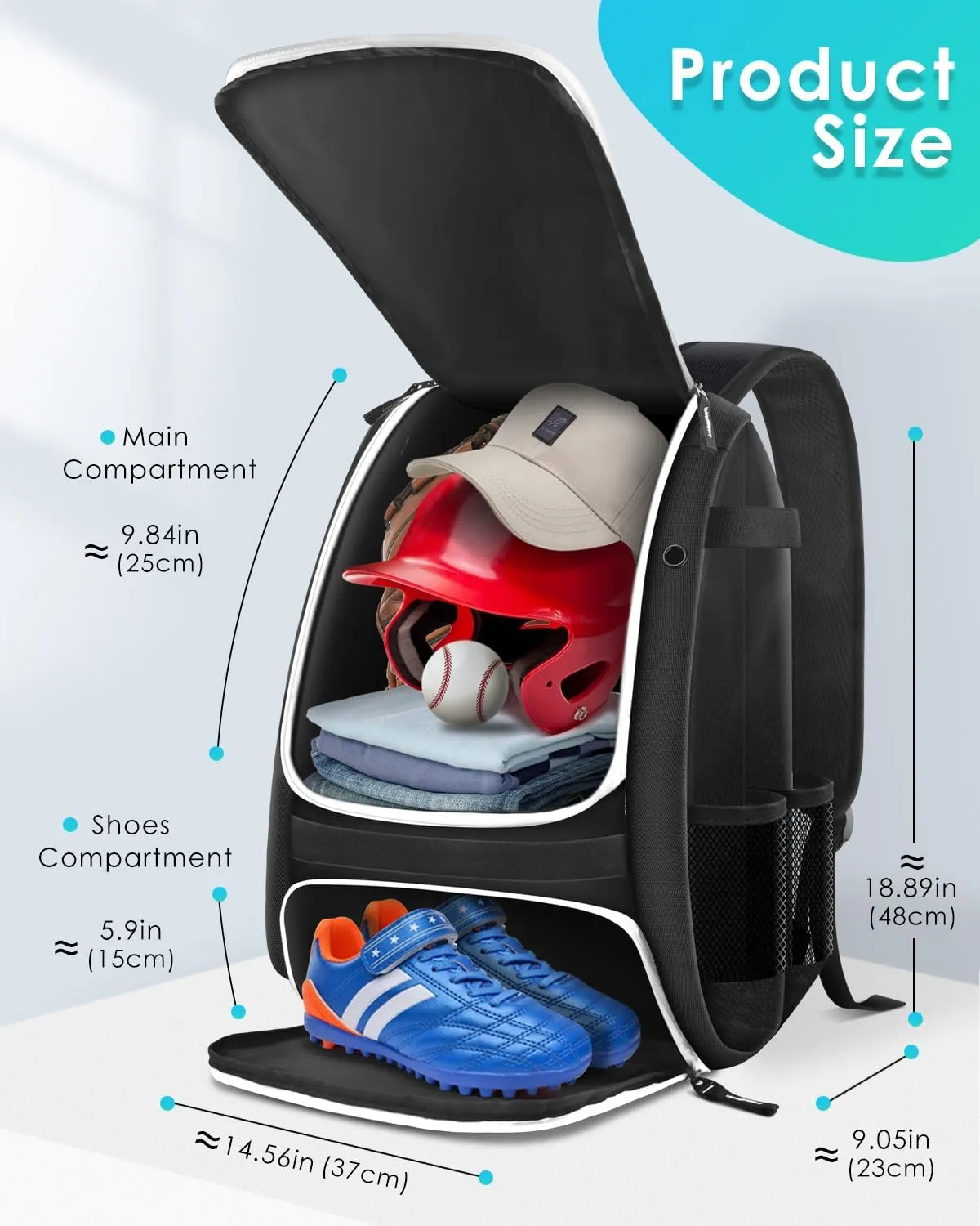 BROTOU Baseball Bag, Softball Bag for Baseball Gear & T-Ball Bat, Baseball Backpack with Shoes Compartment for Men/Women