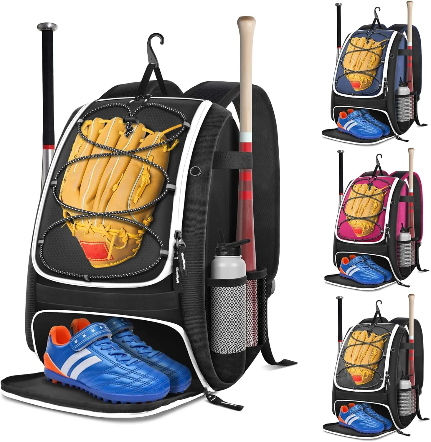 BROTOU Baseball Bag, Softball Bag for Baseball Gear & T-Ball Bat, Baseball Backpack with Shoes Compartment for Men/Women