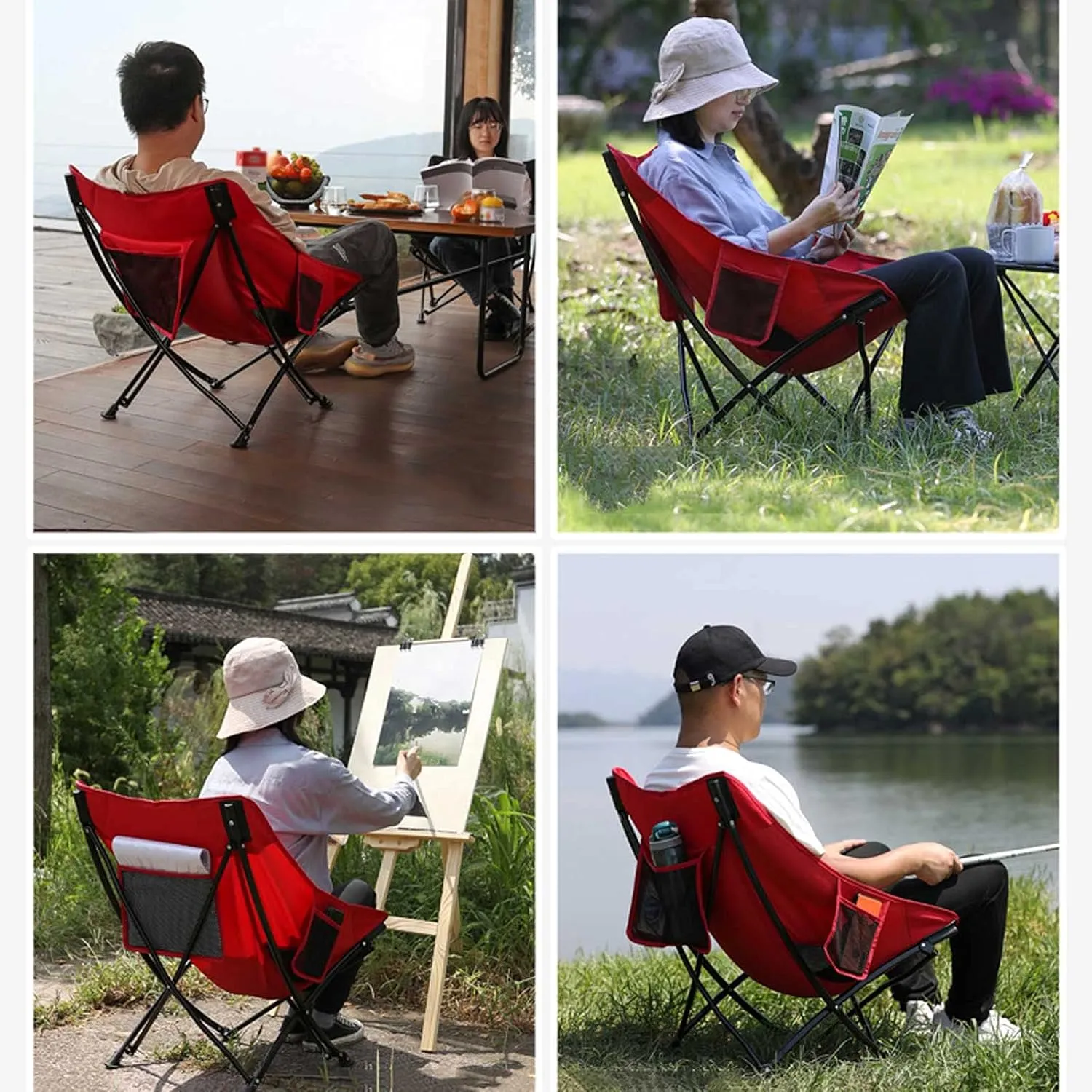 BTZHY Recliner Chair,Outdoor Fishing Chair,Camping Folding Moon Chair,Portable Lightweight Recliner,Small Collapsible Seat,for Picnics,Garden,Sandy Beach,BBQ.