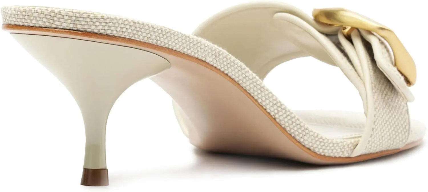 Buckle Slide Heeled Sandals for Women with 2.25 Inch Stiletto Heel