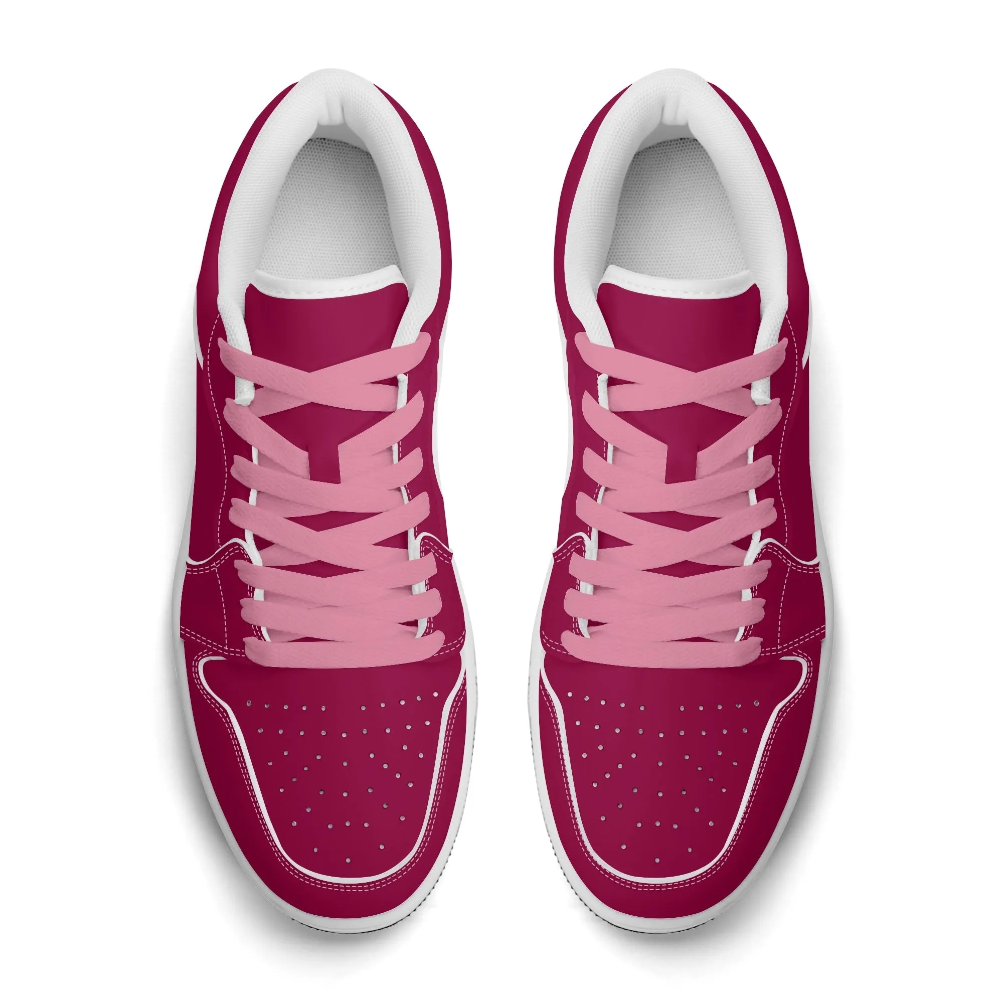 Burgundy Low Top Leder Sneaker für Damen