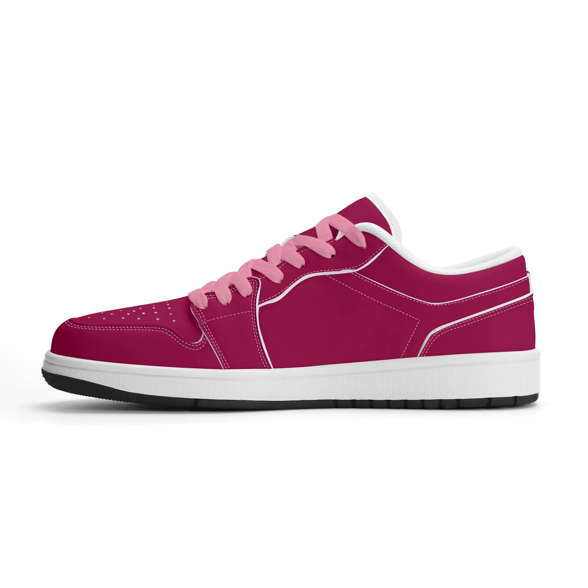 Burgundy Low Top Leder Sneaker für Damen
