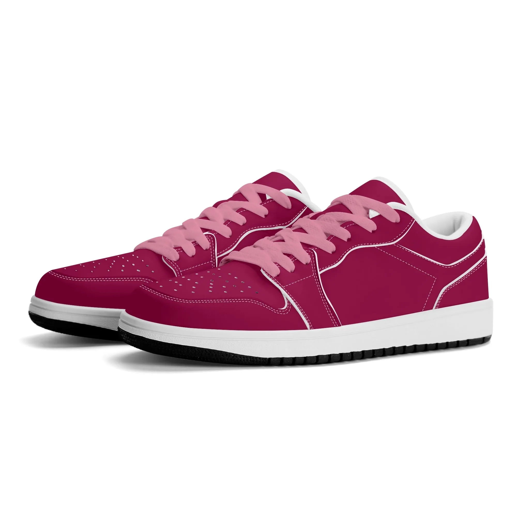 Burgundy Low Top Leder Sneaker für Damen