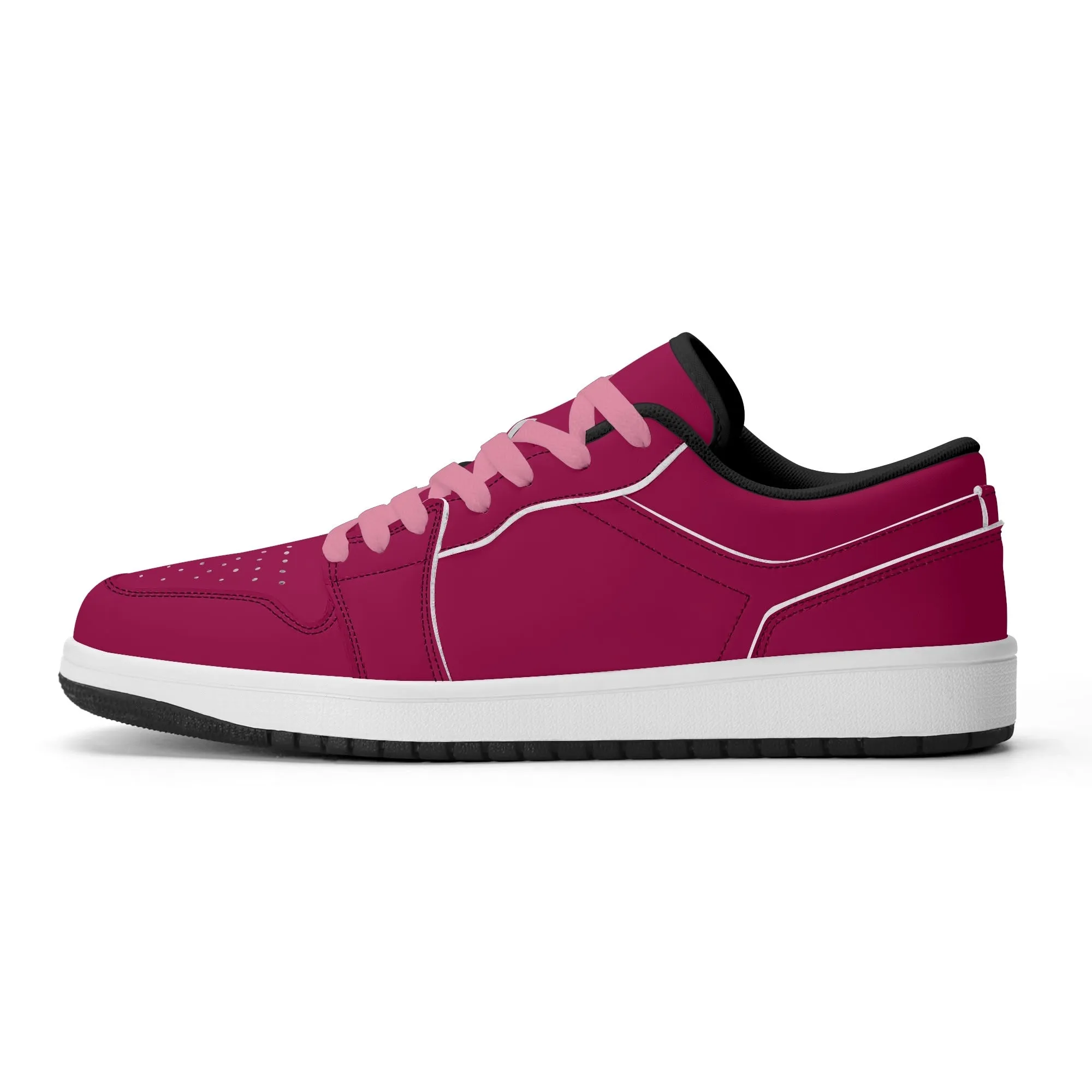 Burgundy Low Top Leder Sneaker für Damen