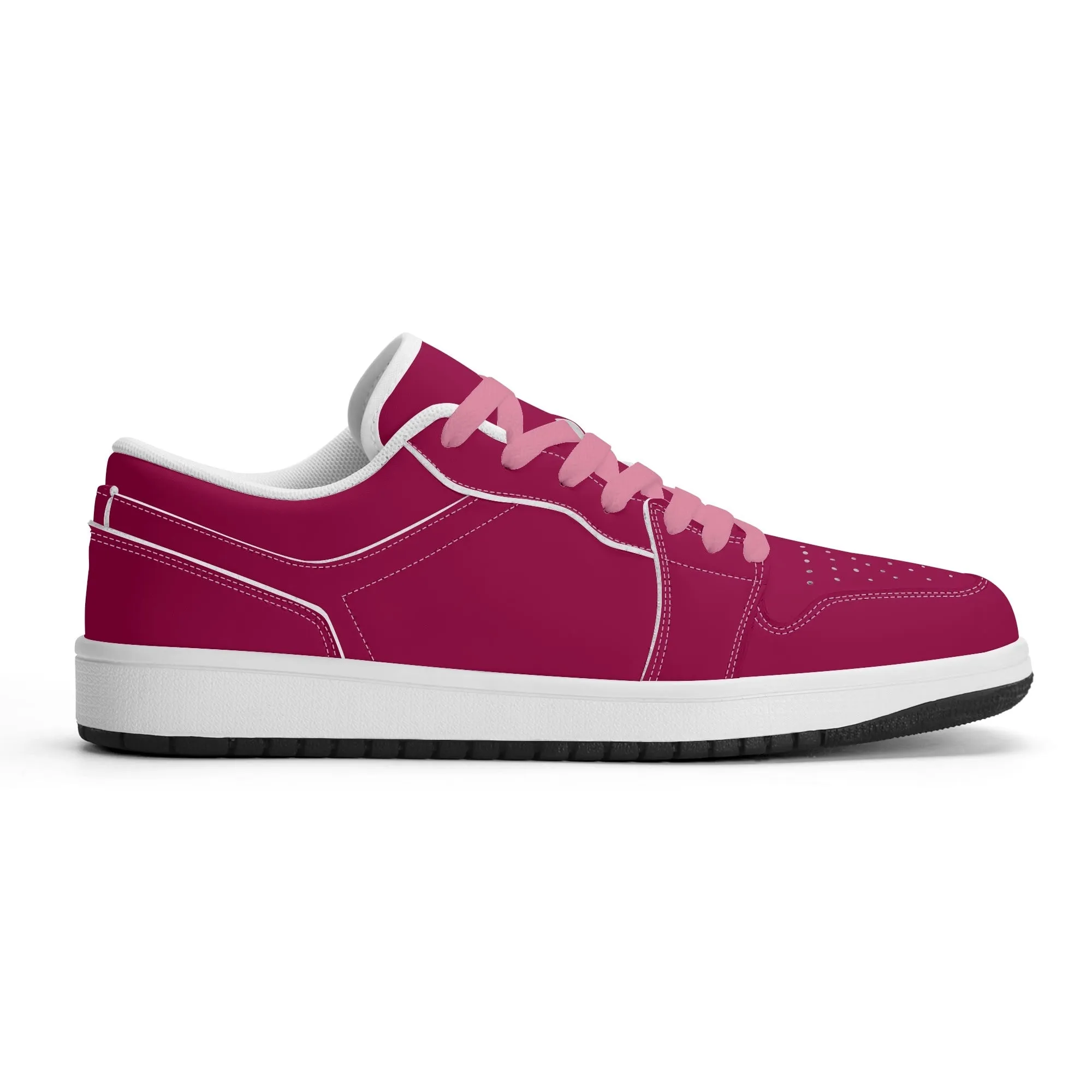 Burgundy Low Top Leder Sneaker für Damen
