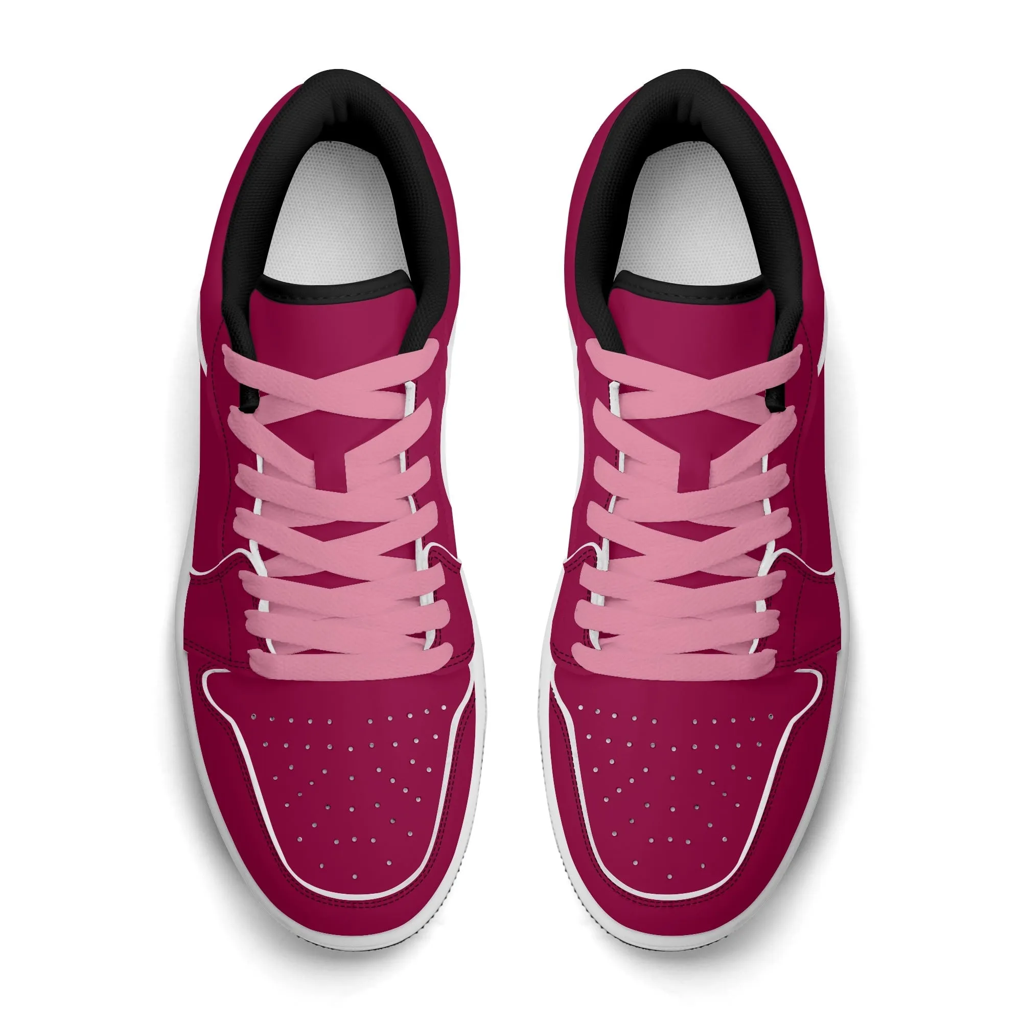 Burgundy Low Top Leder Sneaker für Damen