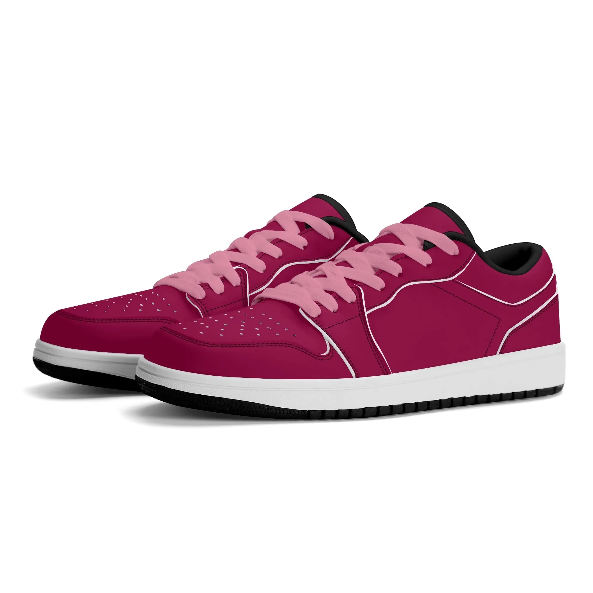 Burgundy Low Top Leder Sneaker für Damen