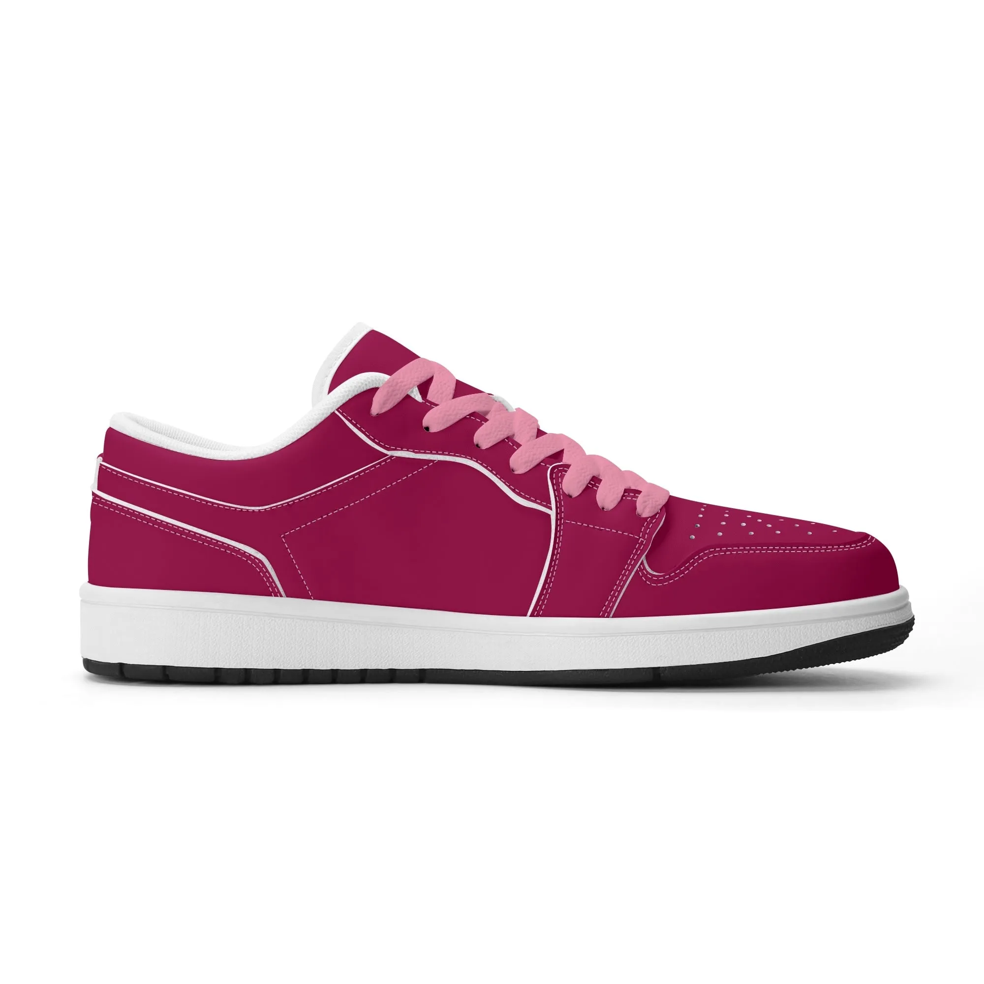 Burgundy Low Top Leder Sneaker für Damen