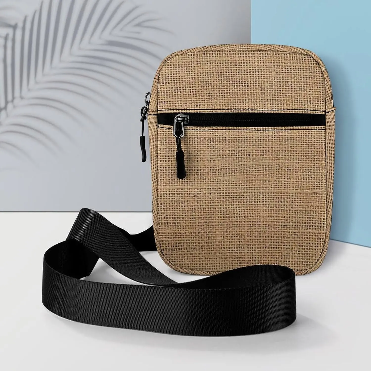 Burlap Detachable Shoulder Strap Small Shoulder Bag Unisex