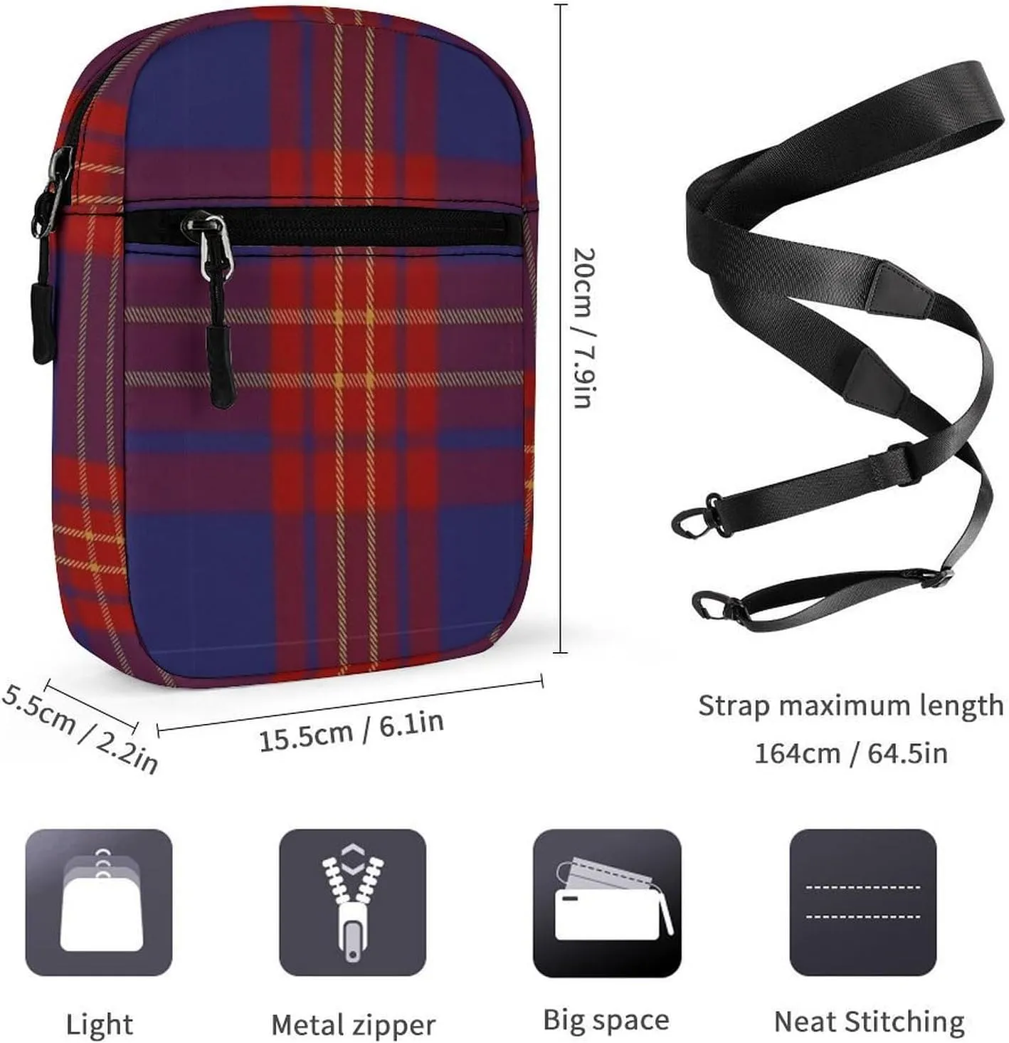 Butler Tartan Detachable Shoulder Strap Small Shoulder Bag Unisex