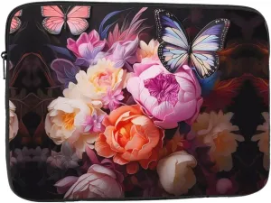 Butterflies and Fresh Bush Pattern Shockproof Portable Laptop 15 inch Sleeve Bag for Men and Women - Ideal for Business Travel, School, and Daily Use