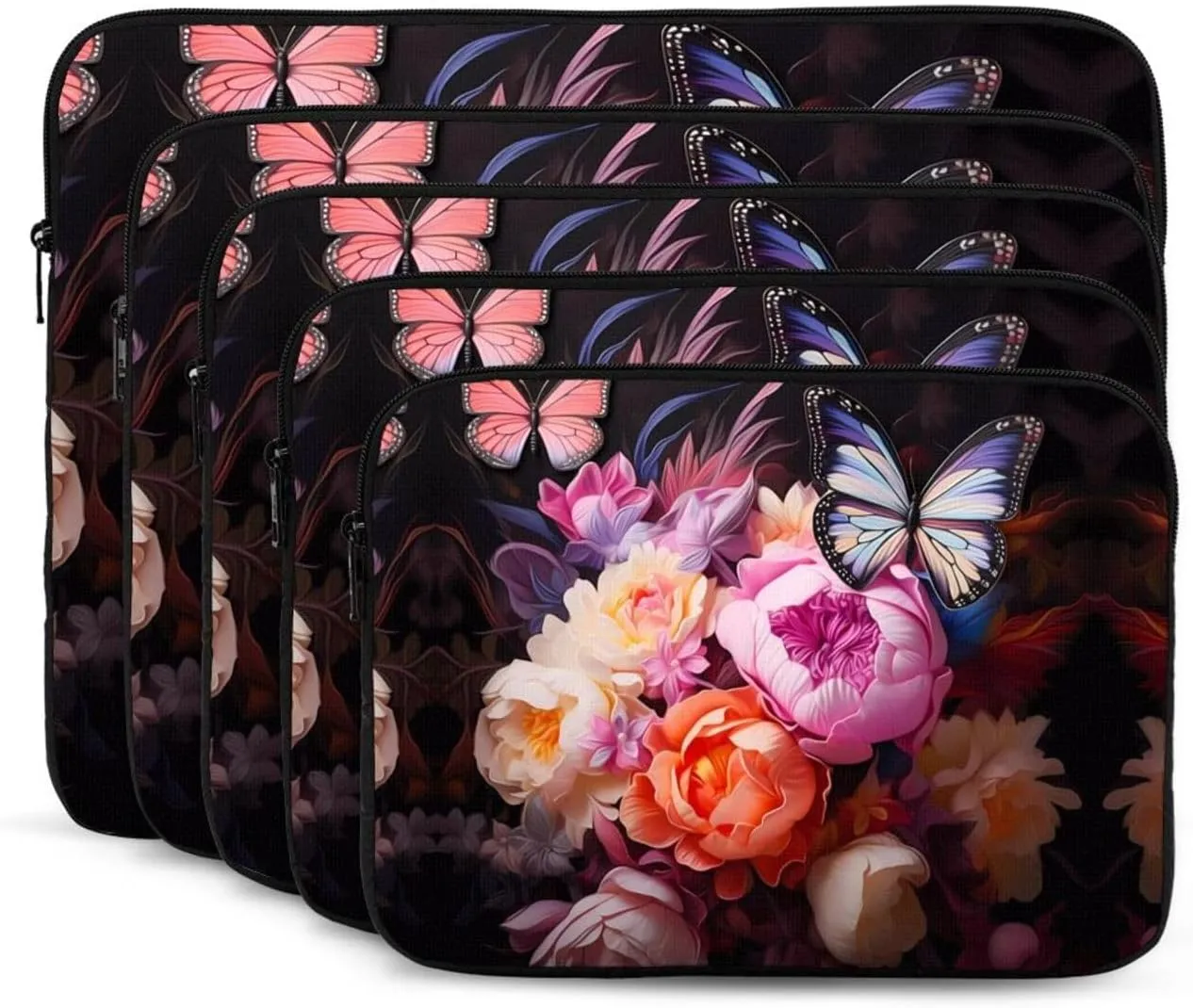 Butterflies and Fresh Bush Pattern Shockproof Portable Laptop 15 inch Sleeve Bag for Men and Women - Ideal for Business Travel, School, and Daily Use
