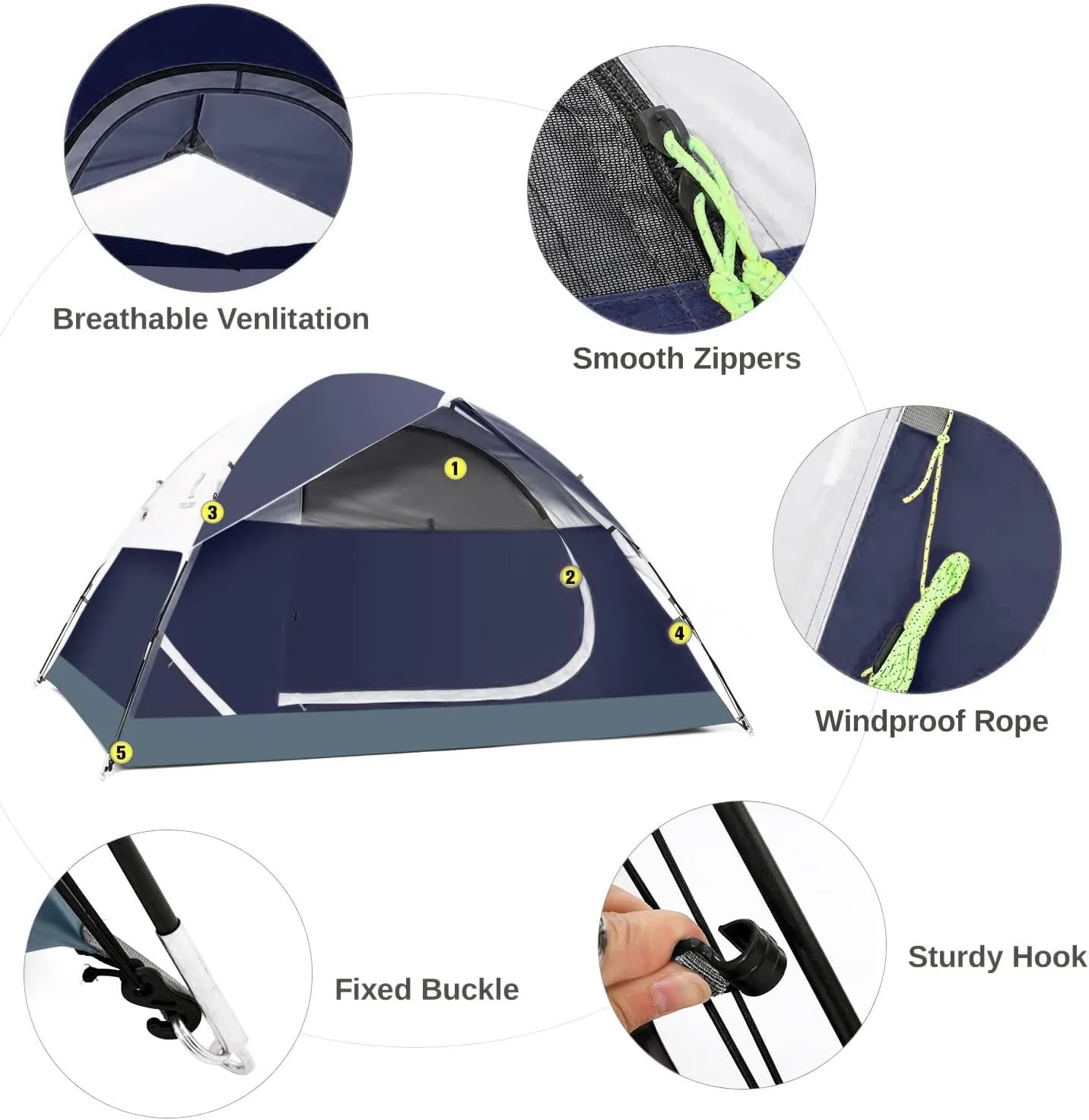 CAMEL CROWN Tents for Camping 2/3/4/5 Person Camping Dome Tent, Waterproof,Spacious, Lightweight Portable Backpacking Tent for Outdoor Camping/Hiking