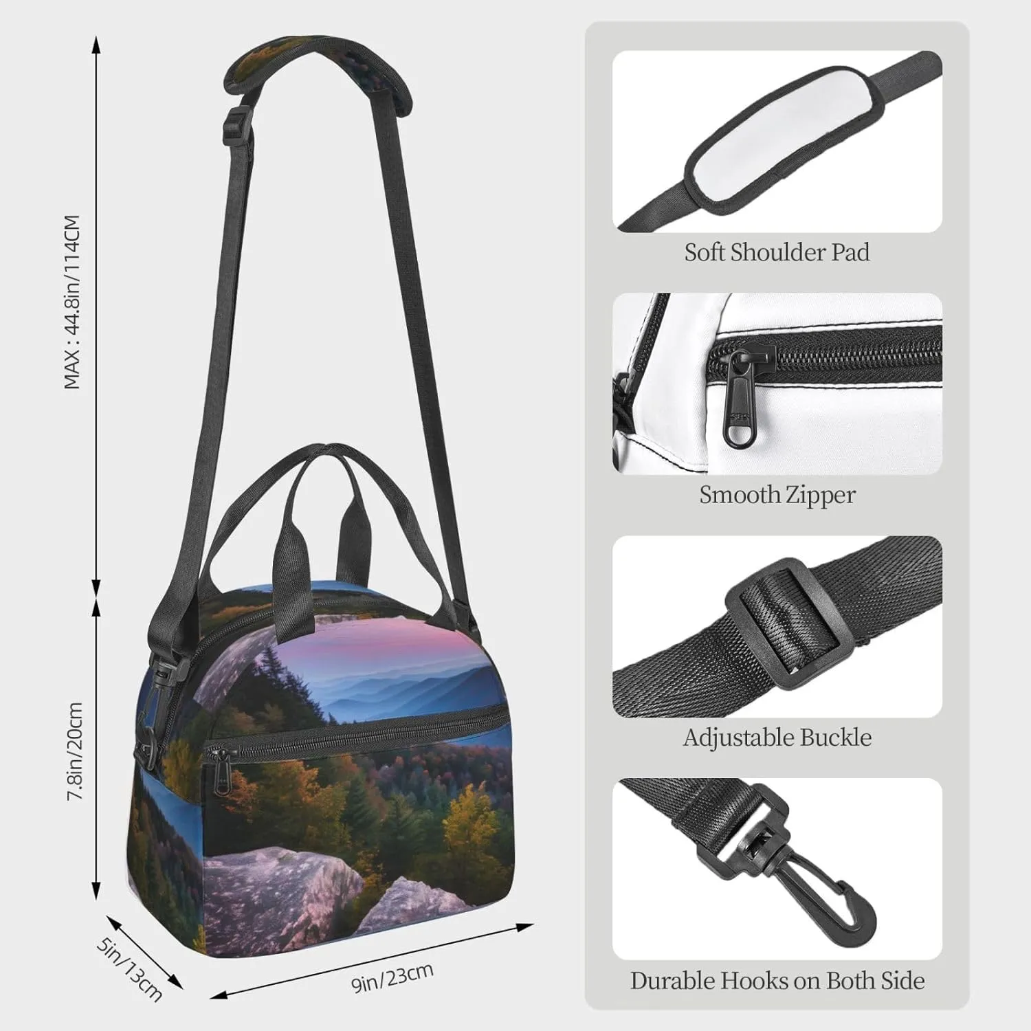 Canadian Smokey Mountain Cliff Lunch Bag Lunch Box Reusable Insulated For Adults For Work Travel Women Men