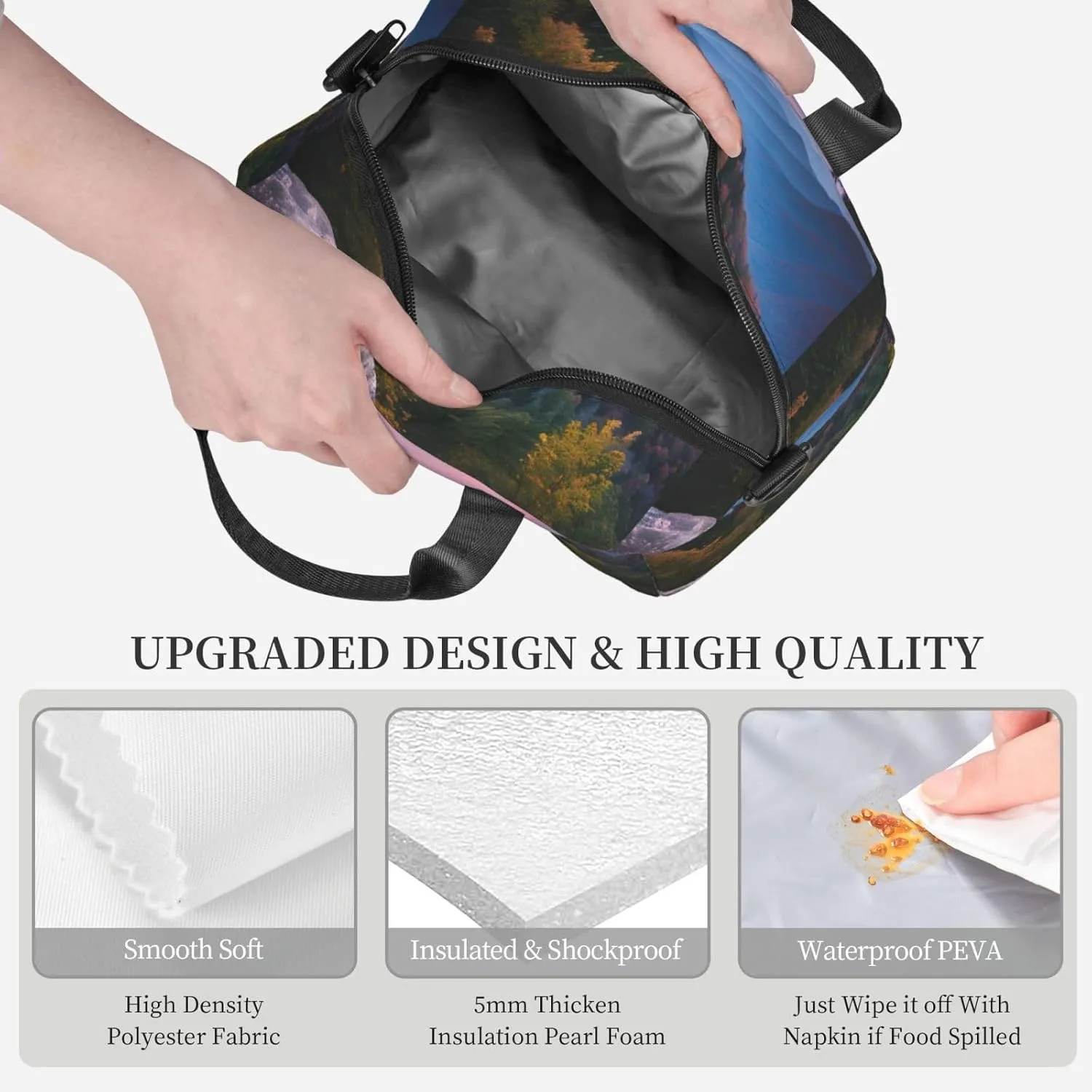 Canadian Smokey Mountain Cliff Lunch Bag Lunch Box Reusable Insulated For Adults For Work Travel Women Men