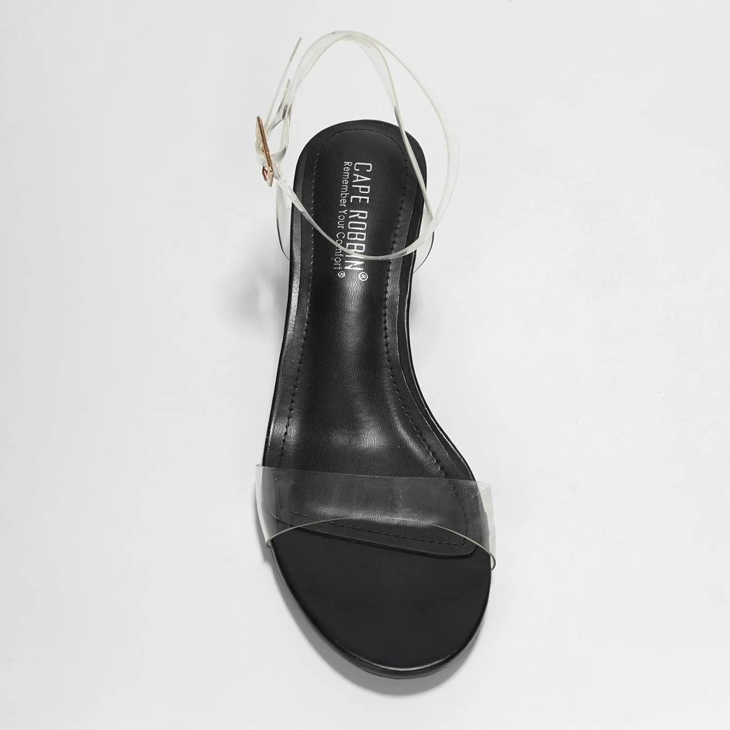 Cape Robbin Women's Clear Low Wedge Sandals - Transparent Strappy Open Toe Heels (Nerina)
