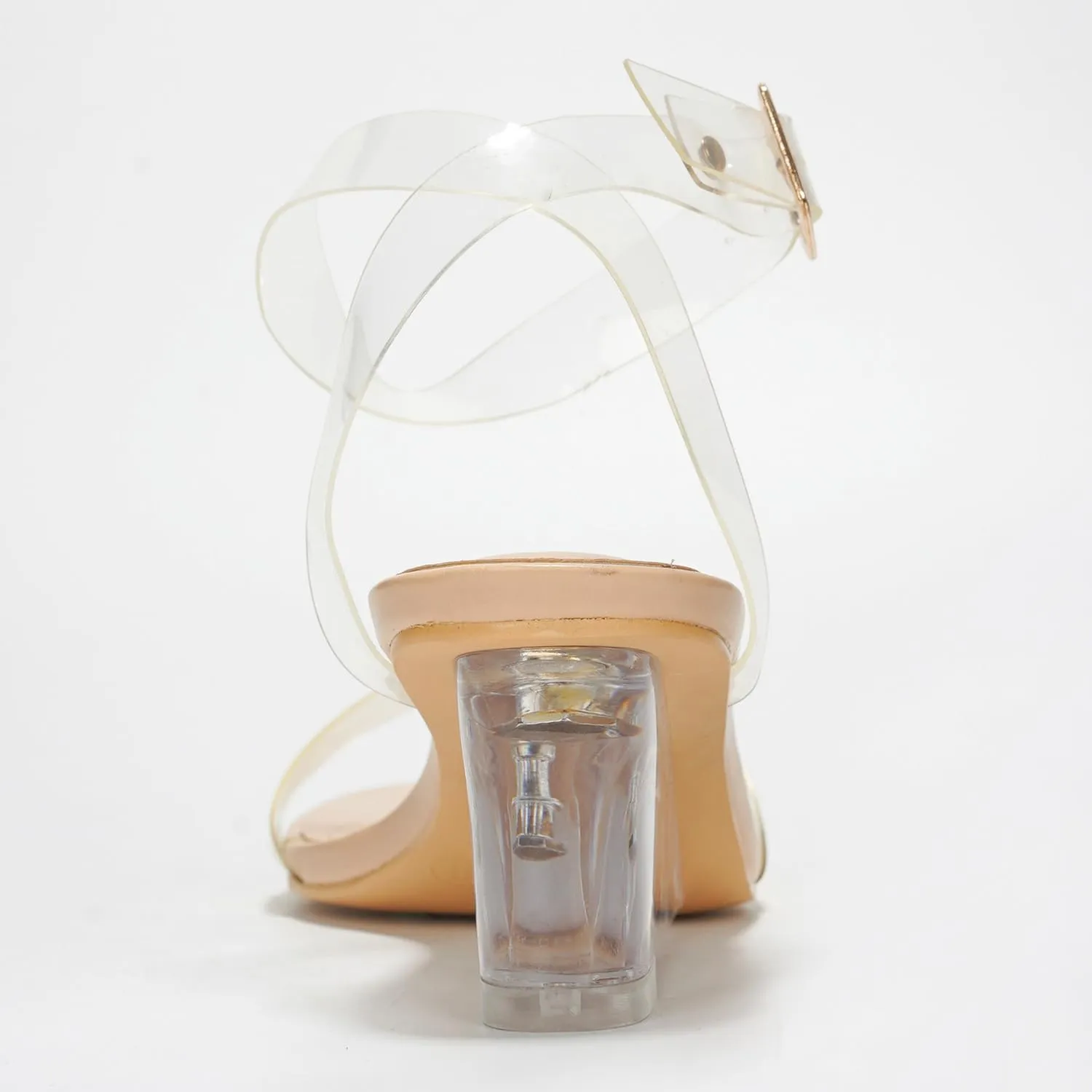 Cape Robbin Women's Clear Low Wedge Sandals - Transparent Strappy Open Toe Heels (Nerina)
