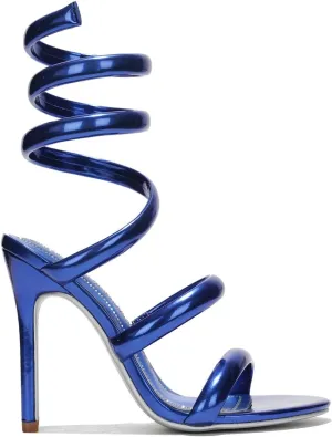 Cape Robbin Women's Open Toe Spiral Wrap Up Strappy High Heels Sandals, Gold
