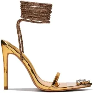 Cape Robbin Women's Rhinestone Lace Up Strappy Ankle Strap High Heel Sandals