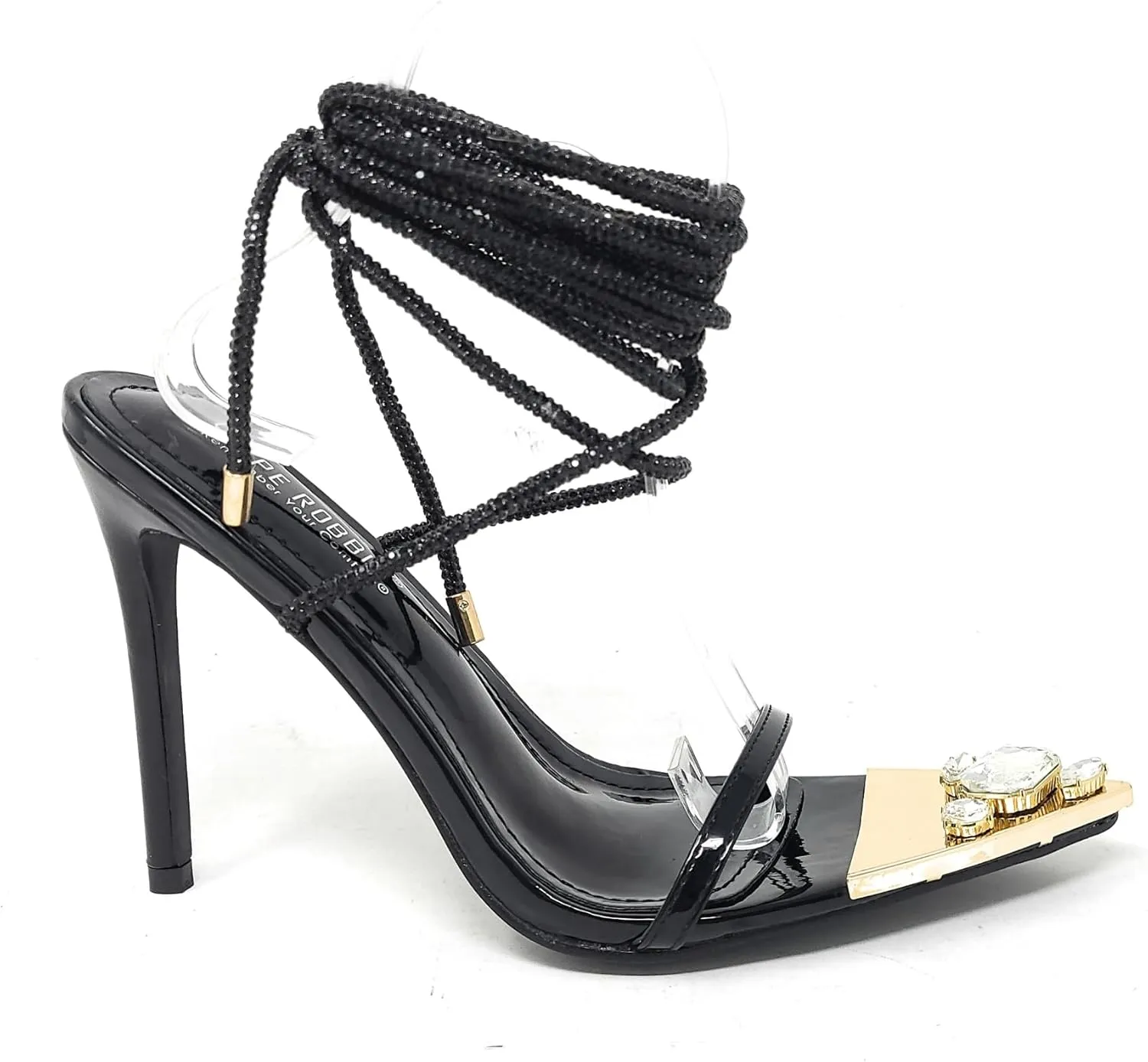 Cape Robbin Women's Rhinestone Lace Up Strappy Ankle Strap High Heel Sandals