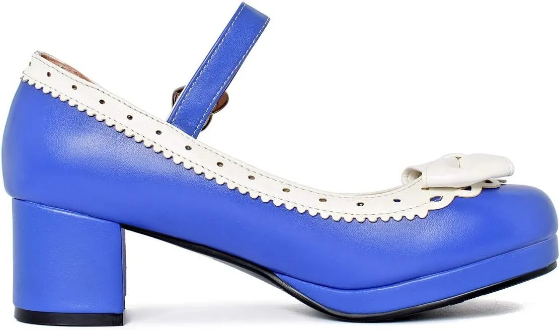 Caradise Womens Cute Kawaii Cosplay Shoes Chunky Bow Mary Janes Platform Pumps with Ankle Strap
