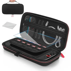 Carrying Case Compatible with Nintendo Switch 2 (2025) 7.9 Inch Console & Accessories Bundle, 1 Screen Protector, Hard Portable Travel Case Storage Bag Protective Pounch with 10 Game Card Slots, Black