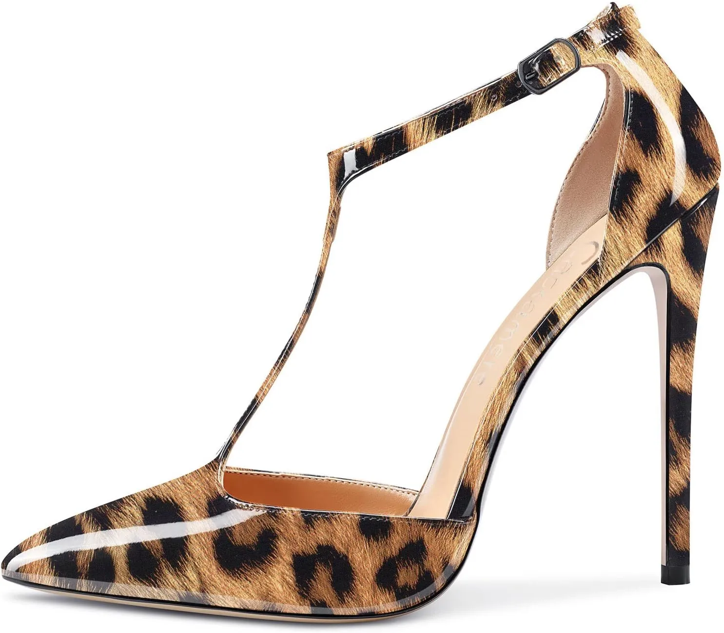 Castamere Womens High Stiletto Heel Close Pointed Toe Pumps T-Strap Ankle Strap Sandals Clear Dress Wedding Shoes