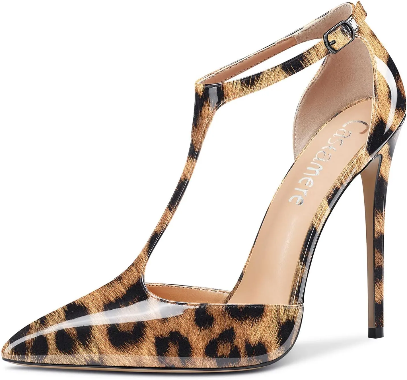 Castamere Womens High Stiletto Heel Close Pointed Toe Pumps T-Strap Ankle Strap Sandals Clear Dress Wedding Shoes