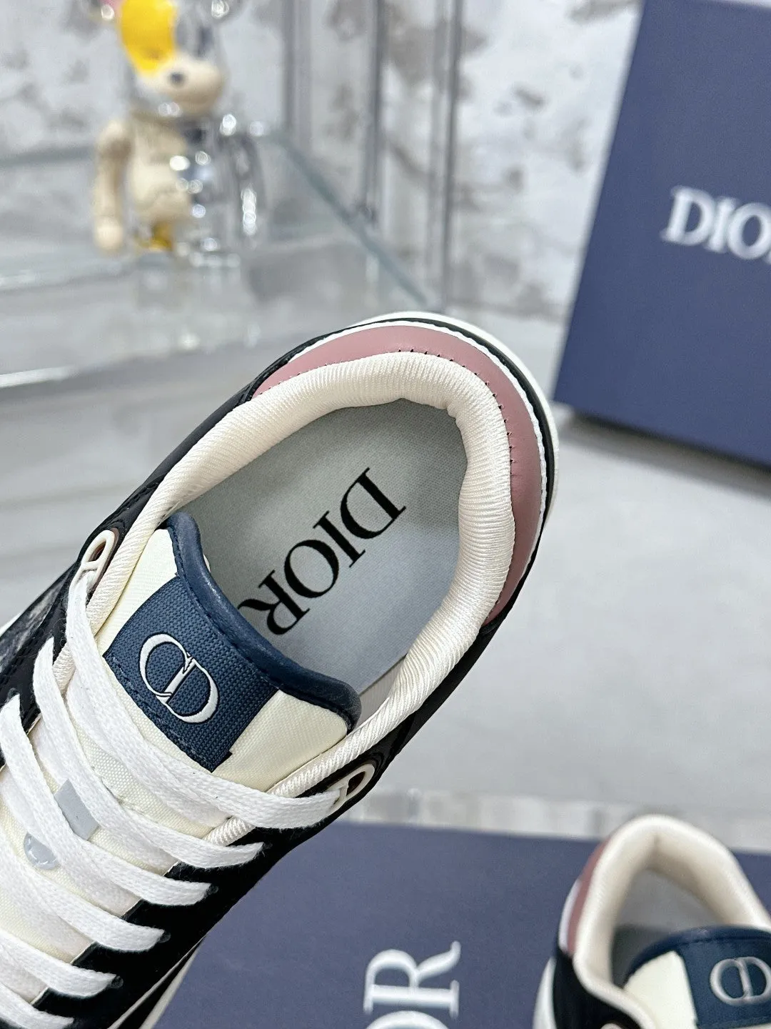 CD B27 Low-Top Sneaker 30mm In Black Pink Monogram Calfskin 100785