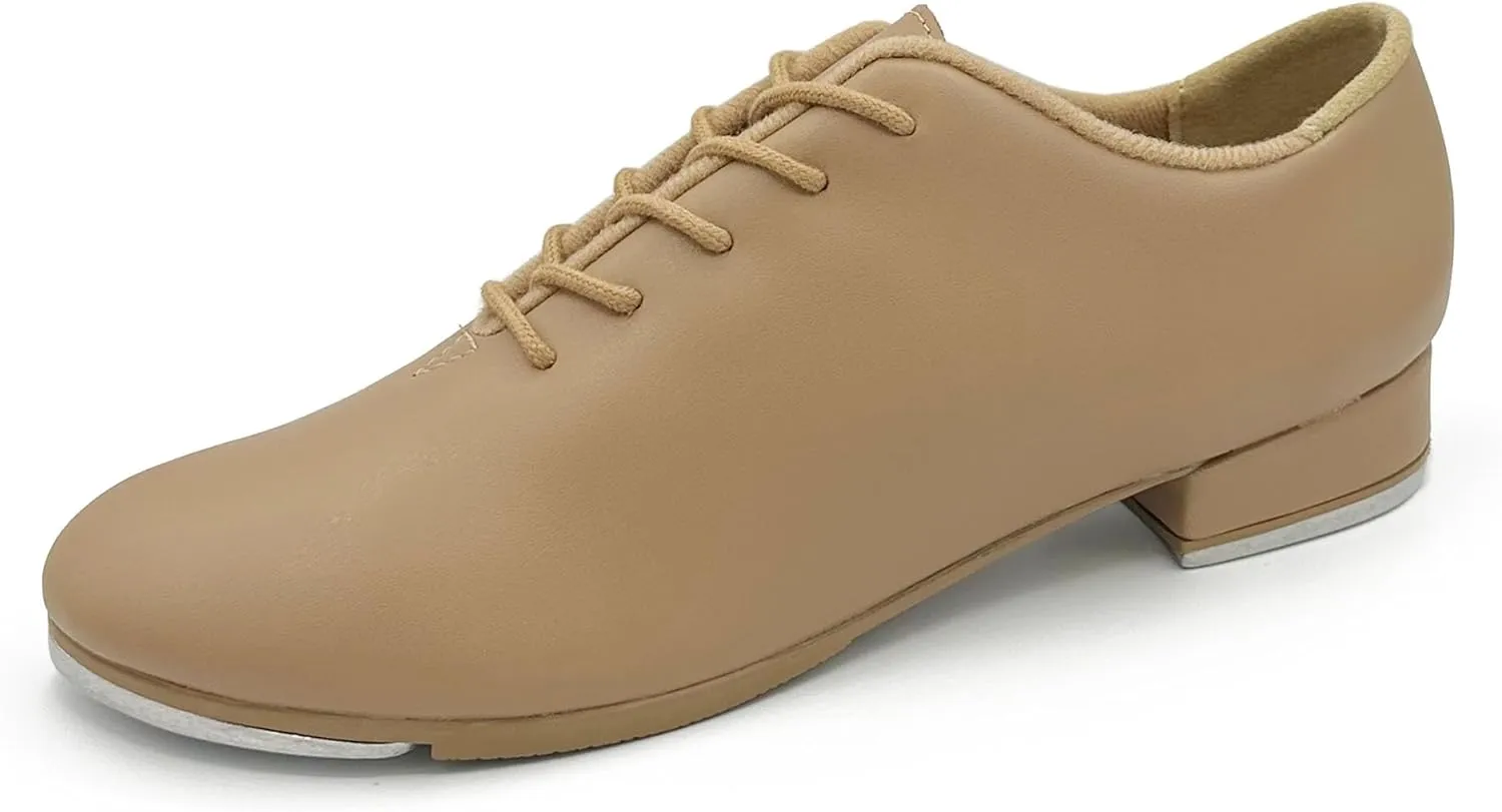 Child Vegan Oxford Lace Up Tap Dance Shoe, Leather Tap Shoes Non-Slip Tap/Jazz Shoes for Girls Boys | TA04