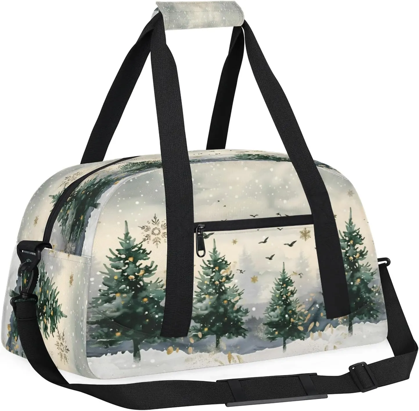 Christmas Tree Forest Small Gym Bag 18 inch Carry On Duffel Bag for Weekender Travel Sports Workout Yoga Gymnastics Dance Ballet