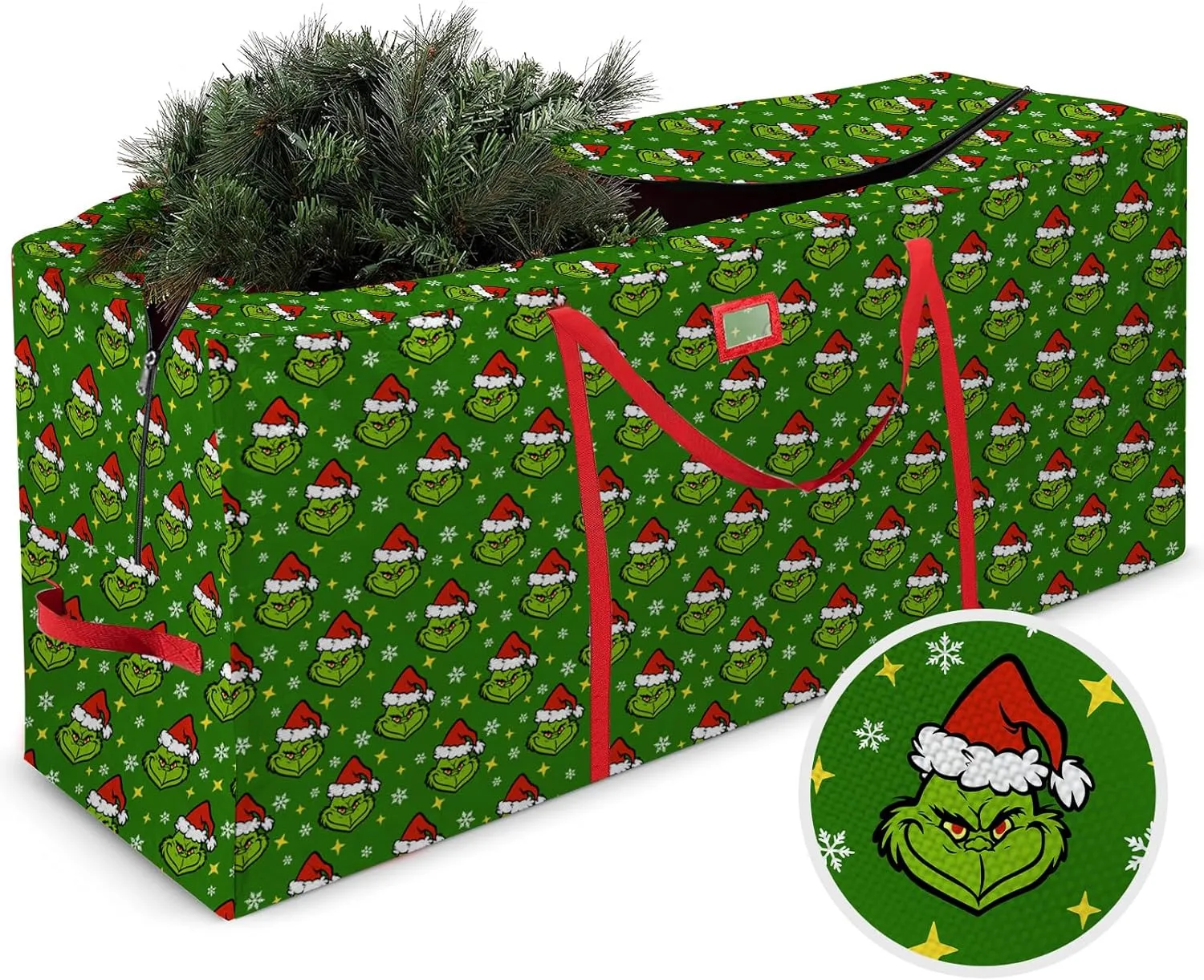 Christmas Tree Storage Bag, Extra Large Oxford Storage Container Fits up to 7.5 Ft Disassembled Tree, Green Xmas Holiday Tree Case with Reinforced Carry Handles and Dual Zippers 48×15×20 inch