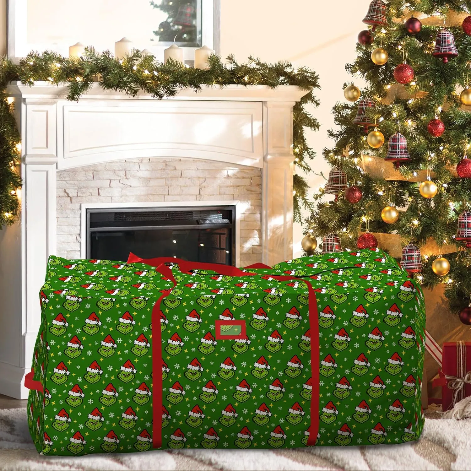 Christmas Tree Storage Bag, Extra Large Oxford Storage Container Fits up to 7.5 Ft Disassembled Tree, Green Xmas Holiday Tree Case with Reinforced Carry Handles and Dual Zippers 48×15×20 inch