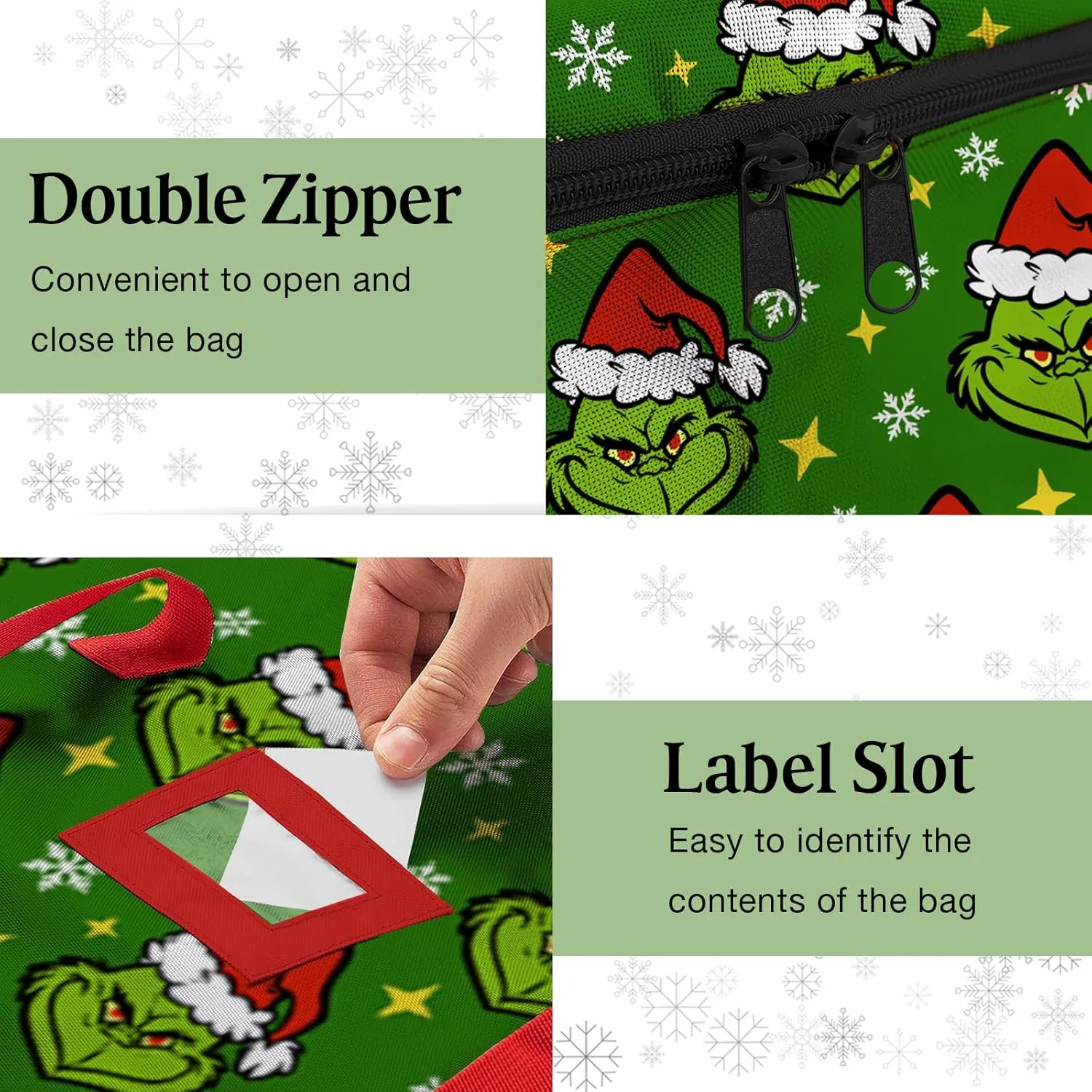 Christmas Tree Storage Bag, Extra Large Oxford Storage Container Fits up to 7.5 Ft Disassembled Tree, Green Xmas Holiday Tree Case with Reinforced Carry Handles and Dual Zippers 48×15×20 inch