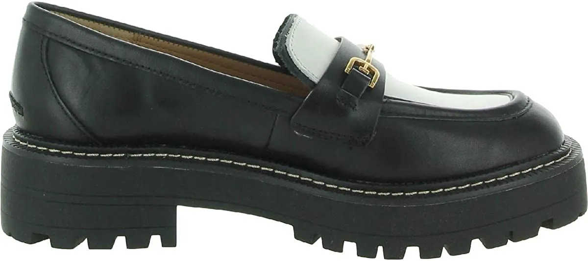 Chunky Leather On Sam Curated collection Flawless Laurs Edelman Loafers Black/White Rounded Heel Toe Slip