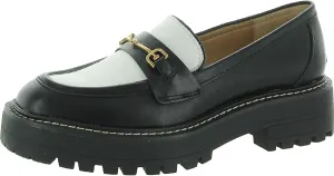 Chunky Leather On Sam Curated collection Flawless Laurs Edelman Loafers Black/White Rounded Heel Toe Slip