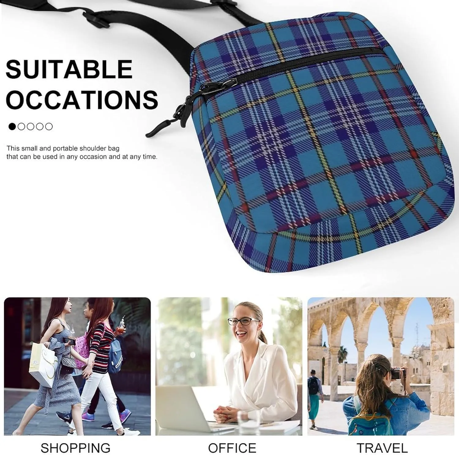 Citadel Military Academy Tartan Detachable Shoulder Strap Small Shoulder Bag Unisex