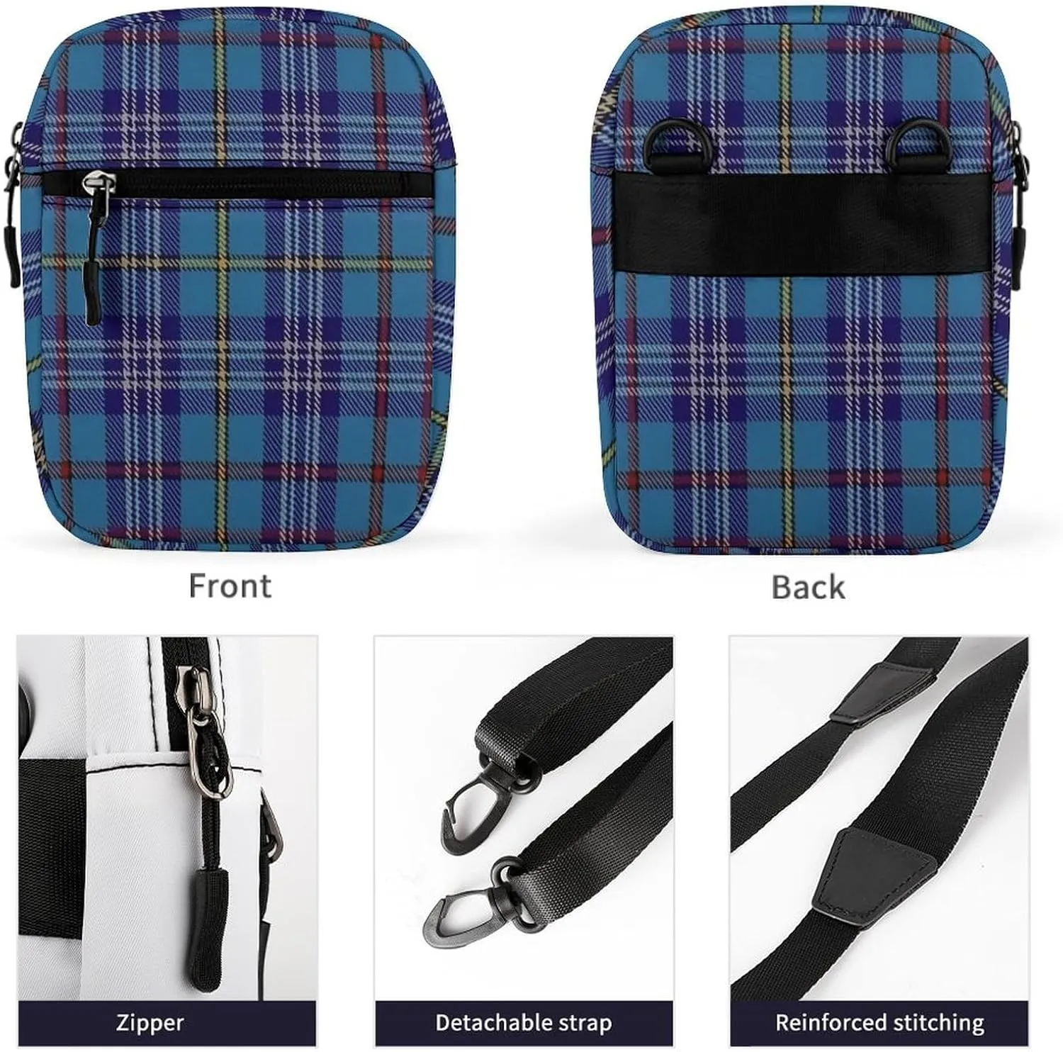 Citadel Military Academy Tartan Detachable Shoulder Strap Small Shoulder Bag Unisex
