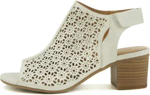 CITYCLASSIFIED “Elect” ~ Women’s Peep Toe Laser Cut Geometric Caged Slingback Ankle Strap Low Stacked Heel Ankle Bootie