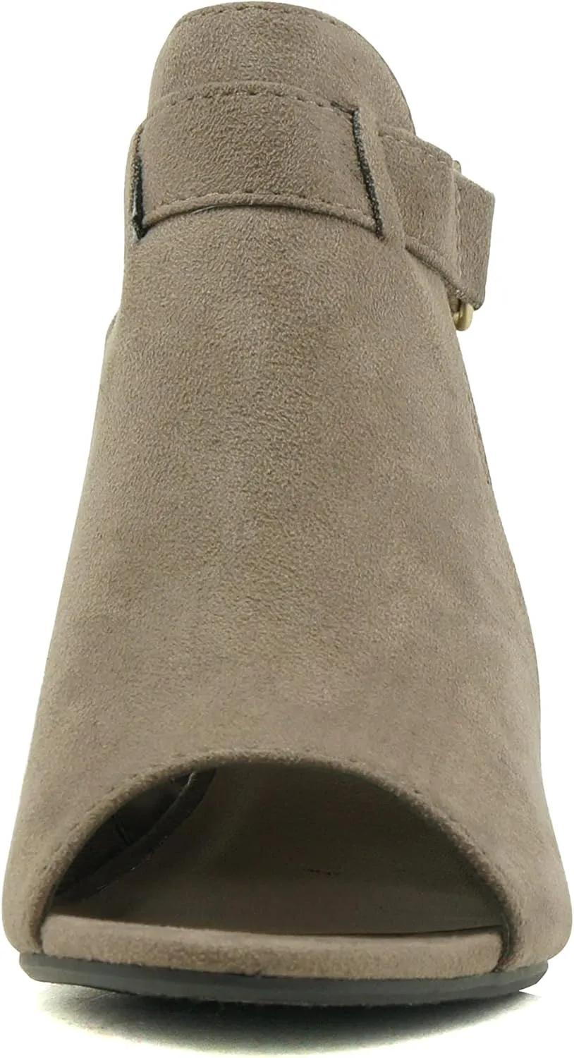 CITYCLASSIFIED Invest ~ Women's Cutout Side Strap Mid Black Chunky Heel Fashion Ankle Bootie