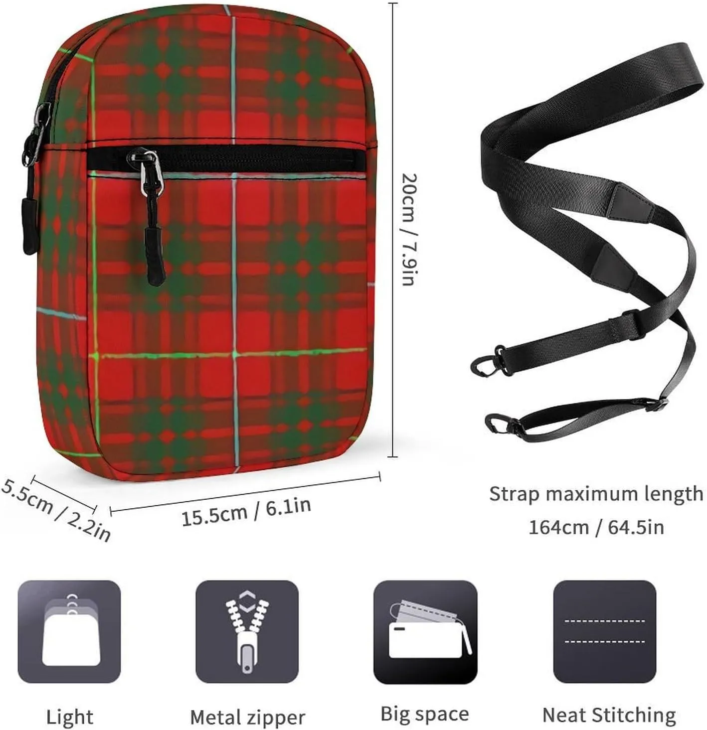 Clan Bruce Tartan Plaid Detachable Shoulder Strap Small Shoulder Bag Unisex