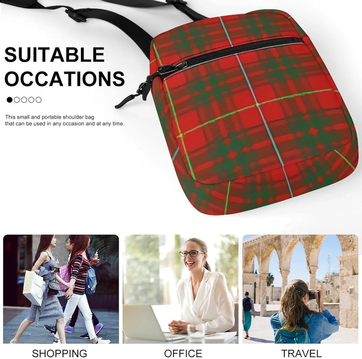 Clan Bruce Tartan Plaid Detachable Shoulder Strap Small Shoulder Bag Unisex